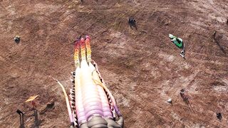 Aerial View Giant Rainbow Trilobite Kite Flying