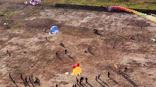 Aerial Top View Kite Festival Drone Shot