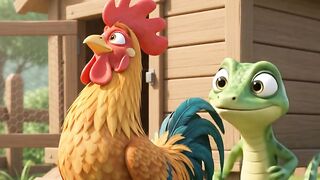 Chicken and little crocodile