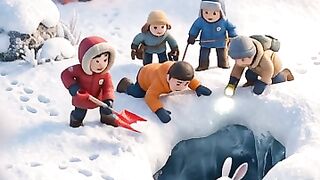 Brave Rescuers Save a Baby Rabbit Trapped in Deep Snow