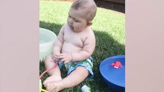Funny Babies Playing With Water - Baby Outdoor Videos