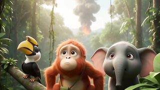 Title: The Little Orangutan and the Burning Forest 🌳🔥 | Kids Animation