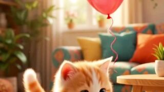 😹 Kitten Caught the Balloon… Then STARTED FLYING?! 🐱😂