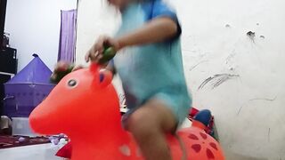Daughter play with her ballon
