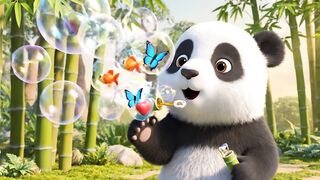 Cute Baby Panda Playing With Magical Bubbles | 3D Animation Cartoon For Kids 2