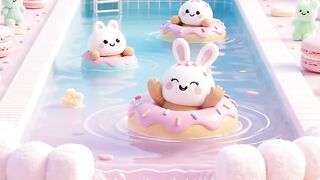 Magical Candy Swimming Pool 🍭🐰 | Cute AI Fantasy World