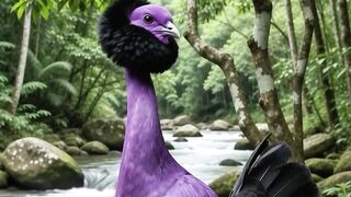 Mystic Purple Bird by the Forest Stream 💜✨