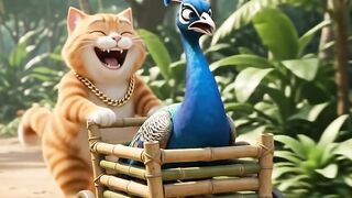 Peacock and Cat