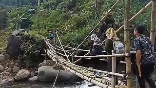 Peaceful Walk Across Traditional Bamboo Bridge - Nature Healing