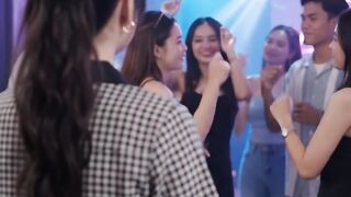 a girl enters a discotheque