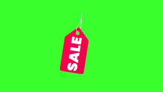 Green Screen Red Sale Tag Label Swinging Animation Price Tag Discount Promo Chroma Key Loop