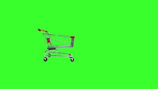Green Screen Shopping Cart Trolley Moving Across Screen Animation Supermarket E-commerce Chroma Key Loop