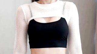 How to style a white mesh shrug and black sports bra
