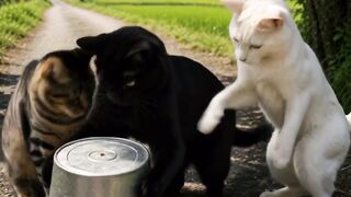 Cats vs bike rider