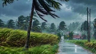 Heavy Rainstorm on a Rural Road