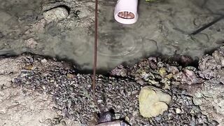 Catching sea eels with bare hands is a very draining endeavor