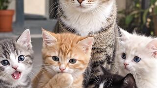 Cat and Her 4 Noisy Kittens 😂🐱 | Too Cute to Handle!