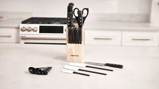 B22-Piece Never Sharpening Triple Rivet High-Carbon Stainless Steel Knife Block and Kitchen Tool Set