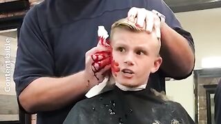 Barber Pranks Kid By Pretending He's Cut His Ear Off
