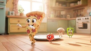 Magical Dancing Pizza Slice & Cute Boy | Fun 3D Animation Cartoon for Kids