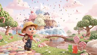 Magical Candy Land Adventure | Boy Sliding into Giant Ice Cream | 3D Animation for Kids 2