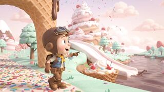 Magical Candy Land Adventure | Boy Sliding into Giant Ice Cream | 3D Animation for Kids 3