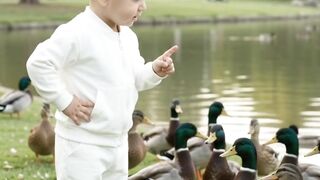Baby scolding ducks 😍