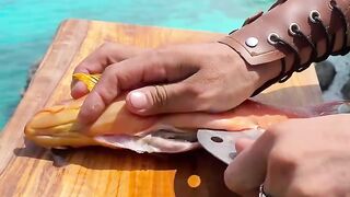 Epic Cliffside Bamboo Cooking: Ultimate Wilderness Seafood Recipe!