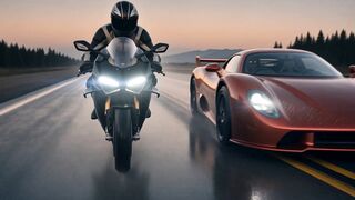 🔥 Superbike vs Supercar 🏍️🏎️ | Luxury Speed at Sunset #Shorts