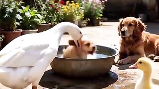 Video lucu anjing dan angsa