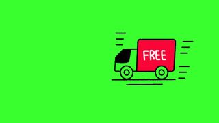 Red Free Delivery Truck Animation Green Screen Background Fast Shipping Ecommerce Icon Chroma Key Loop