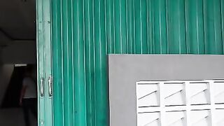 Empty Commercial Shop House Interior White Tiles Green Folding Gate For Rent Property Tour Surabaya