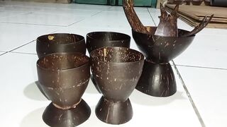 Traditional Handmade Coconut Shell Cups from Indonesia 🇮🇩