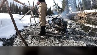 HE SLEEPS ON BURIED HOT COALS?! 😱 #shorts