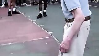 Grandpa showed the young guys how it’s done… and scored on his FIRST try!