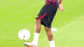 Lamine Yamal Showcasing Football Juggling Skills During FC Barcelona Practice