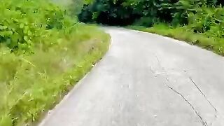 🎬 Title: A Peaceful Ride Through the Green Forest 🌿🏍️