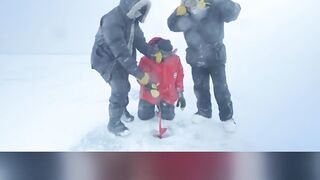 THE ICE IS TOO THICK TO DRILL?! 😱 #shorts