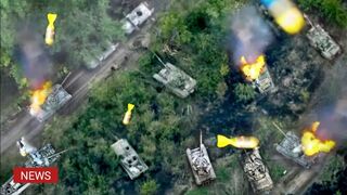 Ukrainian troops use Modified Drone Grenades to destroy Russian Armored Vehicles