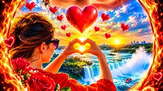❤️🔥 Fiery Love Story | Romantic Waterfall Fantasy 🌹✨ AI Art