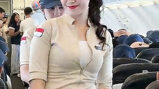 Beautiful Super Air Jet Flight Attendant Wearing a Special BookCabin Hat.mp4