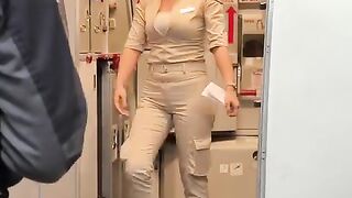 Super Air Jet flight attendant performing a pre-flight check before boarding.mp4