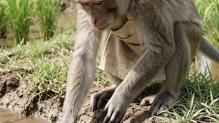 Mongkey catching electric eel