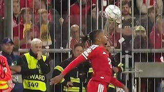 Michael Olise Smooth Ball Control and Skill Display in Bayern Munich Kit