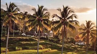 Serene Morning in a Tropical Village