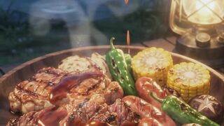 Midnight BBQ by the Lake 🔥🥩 | Anime Cooking ASMR #Shorts