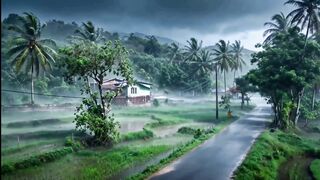 Symphony of Rain in the Tropical Village