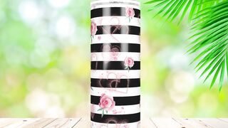 Valentine's Pink Rose Skinny Tumbler Sublimation Design PNG