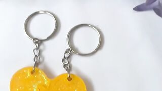 Resin Couple Heart Keychain