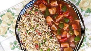 Chicken shashlik with fried Rice